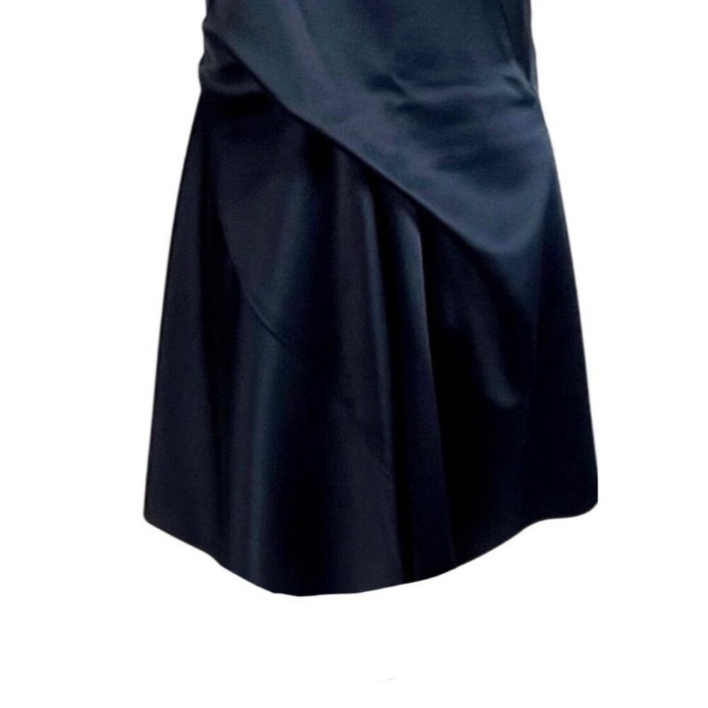 3.1 Phillip Lim Black Asymmetrical Drape Satin Mini Dress Size 6 Quiet Luxury - Picture 3 of 12